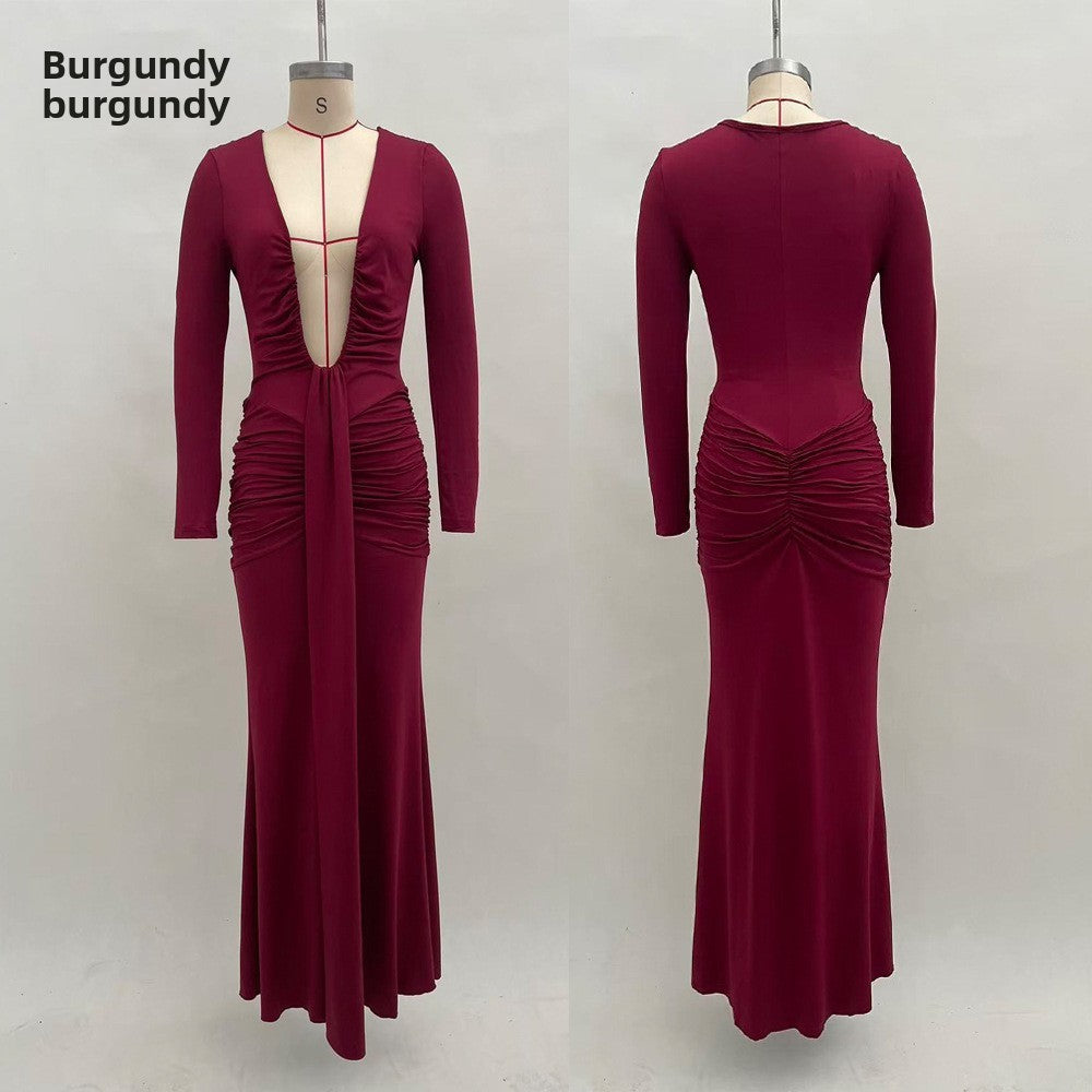 Elegant Solid Color Fishtail Dress