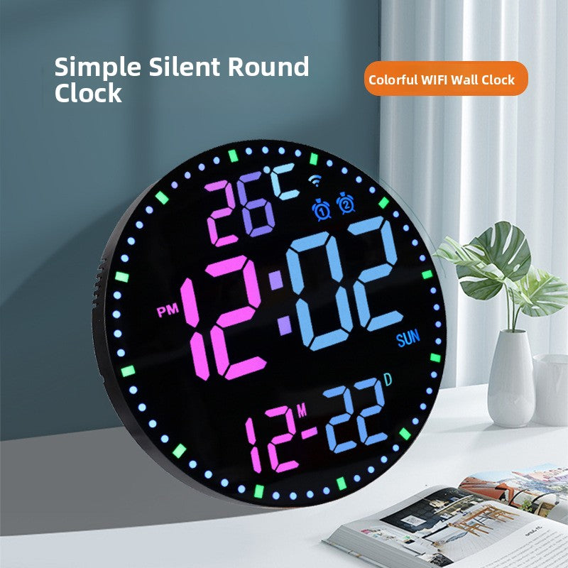 RGB WiFi Wall Clock Digital Perpetual Calendar LED Alarm Clock App Control