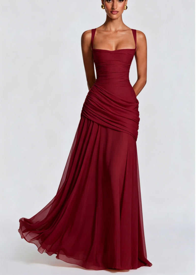 Elegant Backless Chiffon Evening Gown