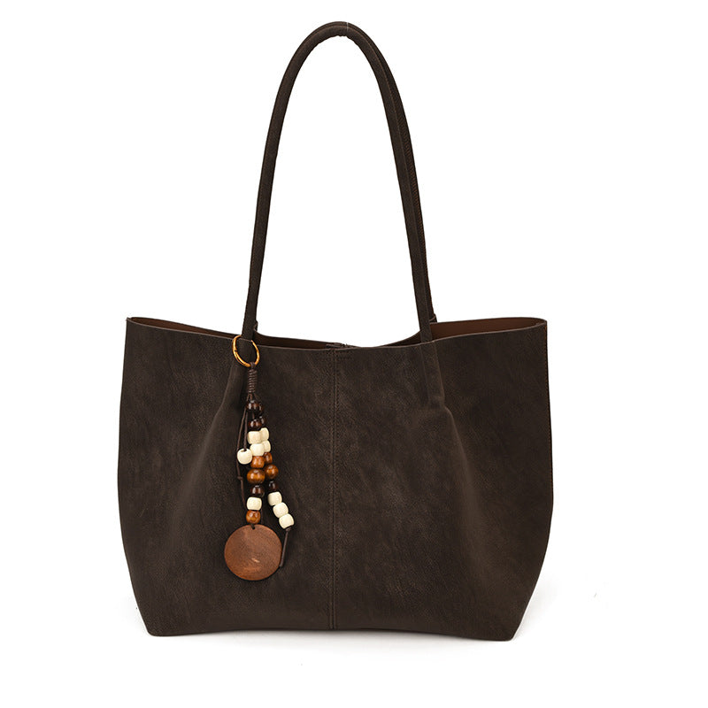 Womens Solid Color PU Leather Tote Bag
