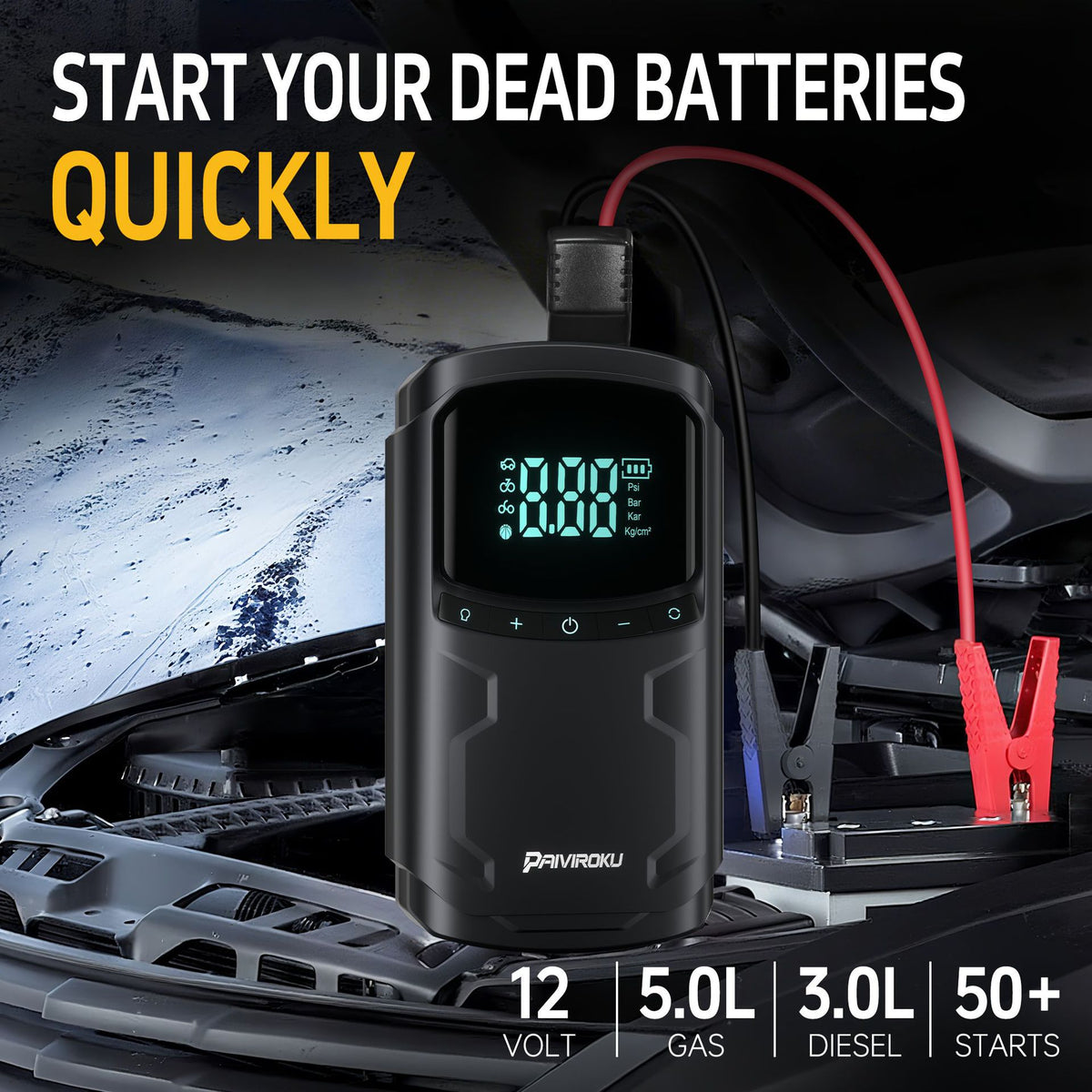 Portable Car Jump Starter with Air Compressor
