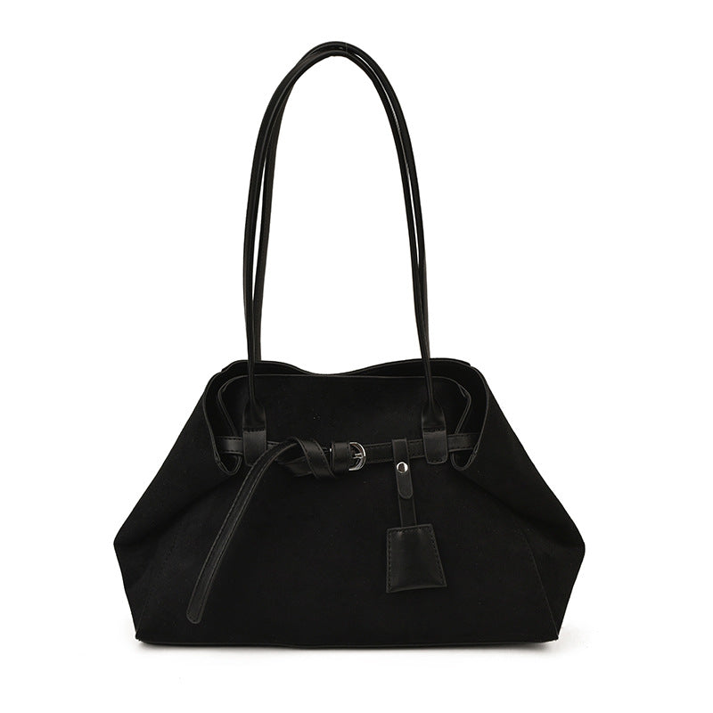French Style Matte Baguette Shoulder Bag