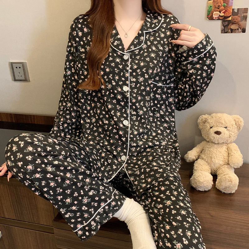 Womens Long Sleeve Pajama Set with Bow Design