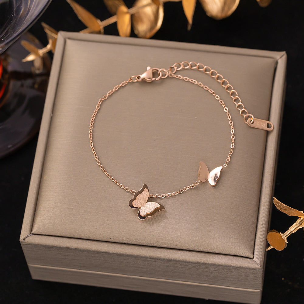 Women's Titanium Steel Inlaid Charm Bracelet Versatile Fashion Jewelry