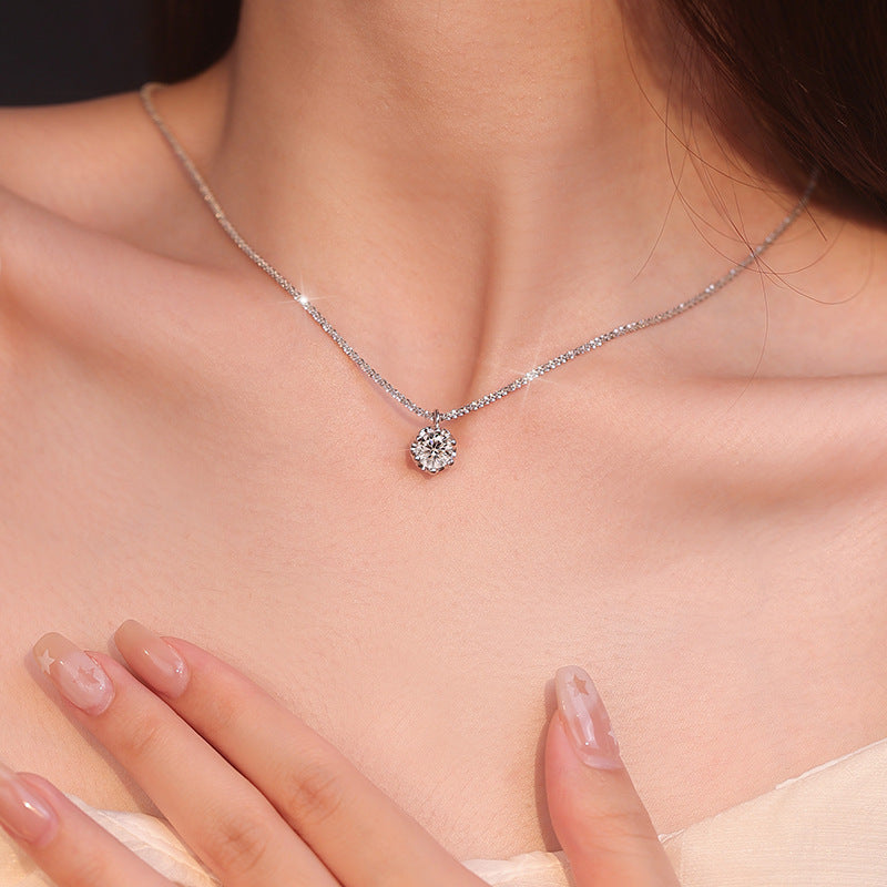 Geometric Zircon Pendant Necklace with Adjustable Chain