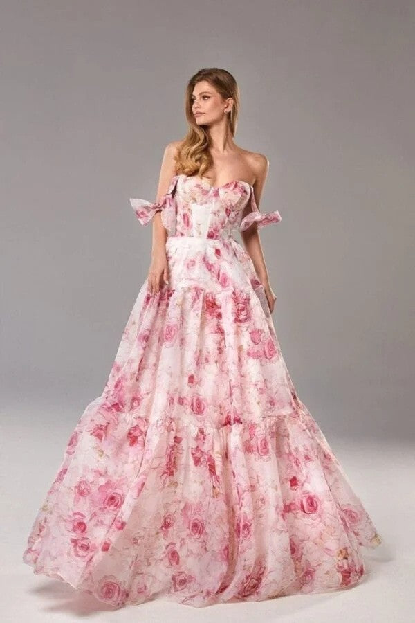 Cross-border New Spring and Summer Shoulder European and American Women's Fashion Organza Fairy Long Elegant Evening Dress dress