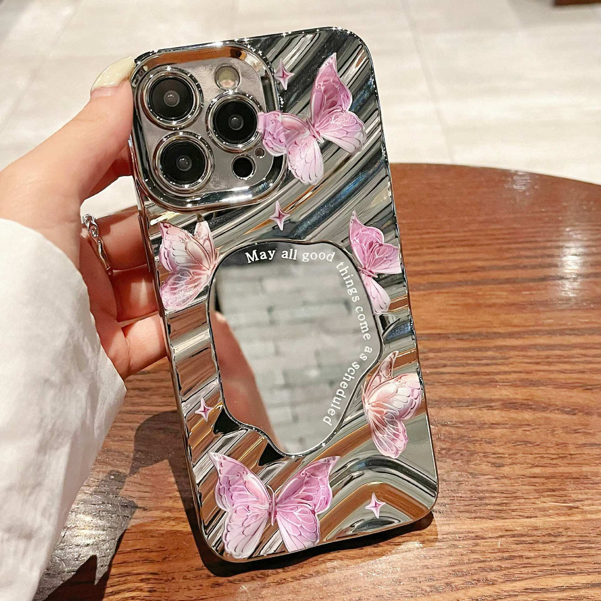 Purple Butterfly Electroplated Mirror Silicone Phone Case for iPhone