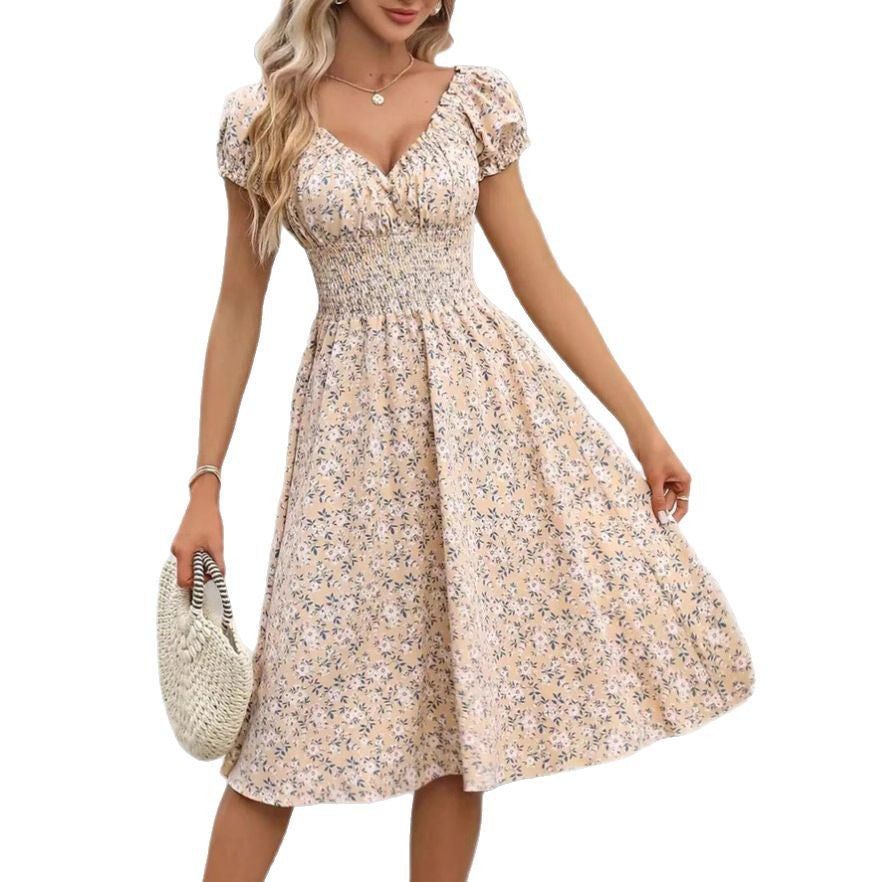 Vintage Floral Puff Sleeve Dress
