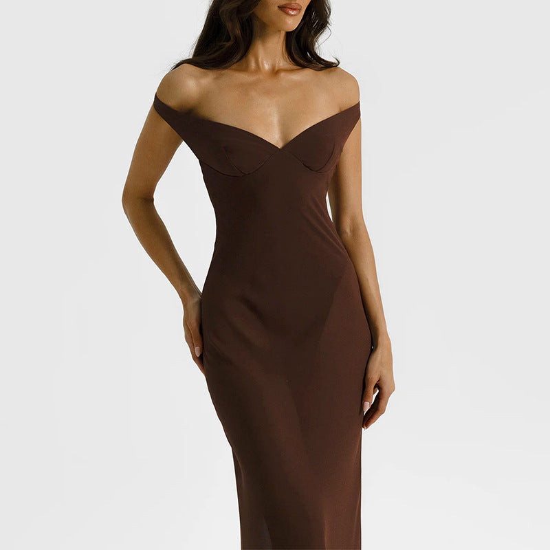 Elegant Off-Shoulder Patchwork Dress