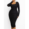 Square Neck Bodycon Dress with Slim Fit