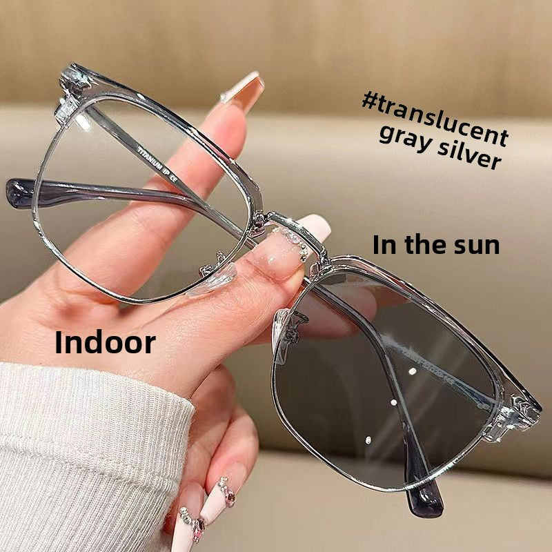 Photochromic Anti-Blue Light Half-Frame Sunglasses