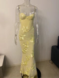 Strapless Floral Embroidery Mermaid Dress