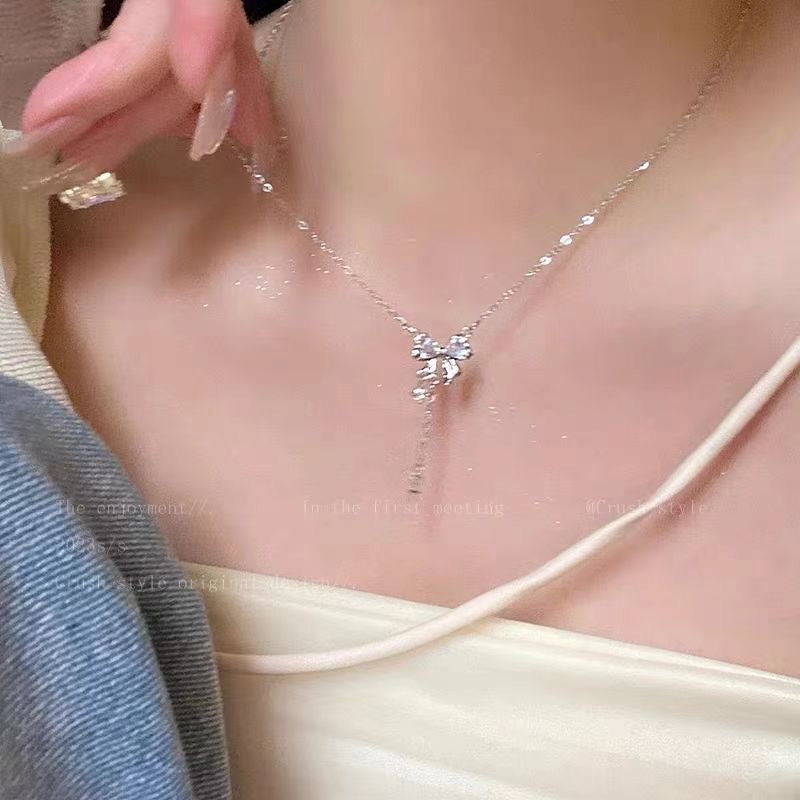 Zircon Bow Necklace for Women