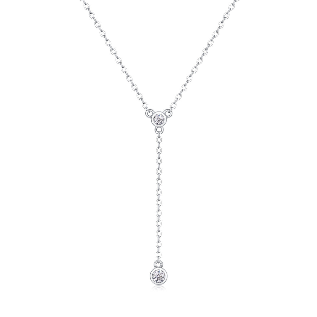 Sterling Silver Moissanite Geometric Pendant Necklace