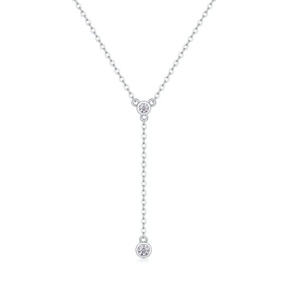 Sterling Silver Moissanite Geometric Pendant Necklace