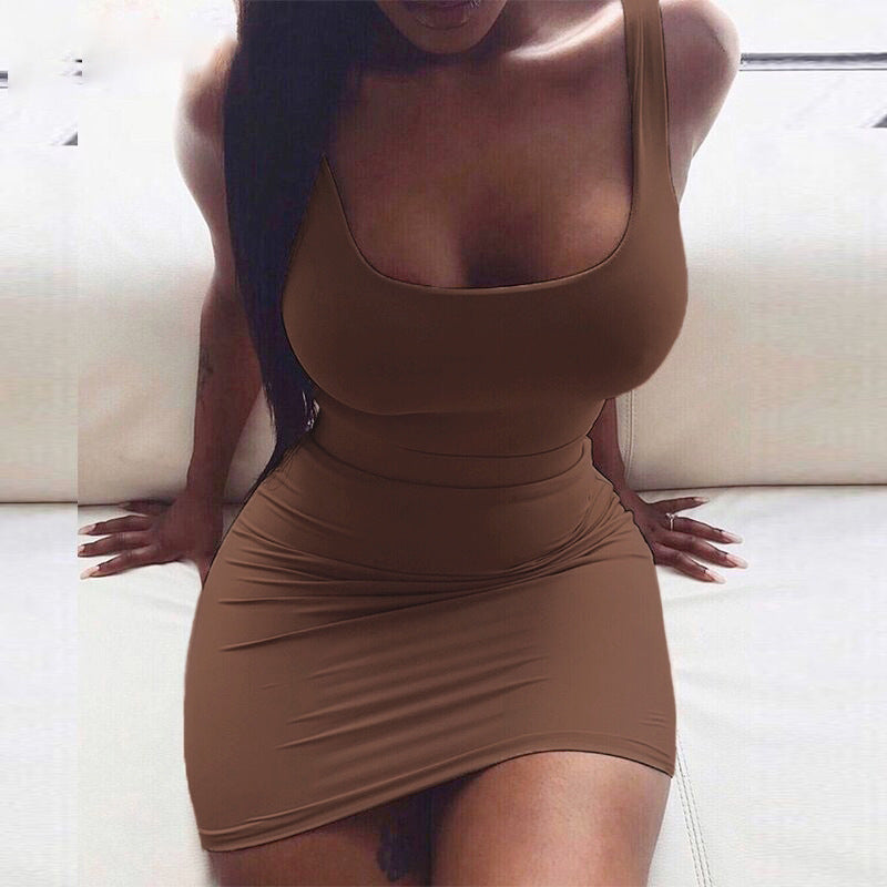 Double Layer Backless Spaghetti Strap Dress