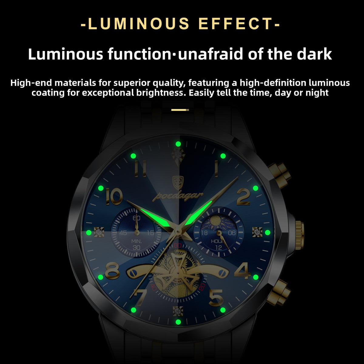 Multifunctional men's waterproof luminous chronograph business casual wristwatch