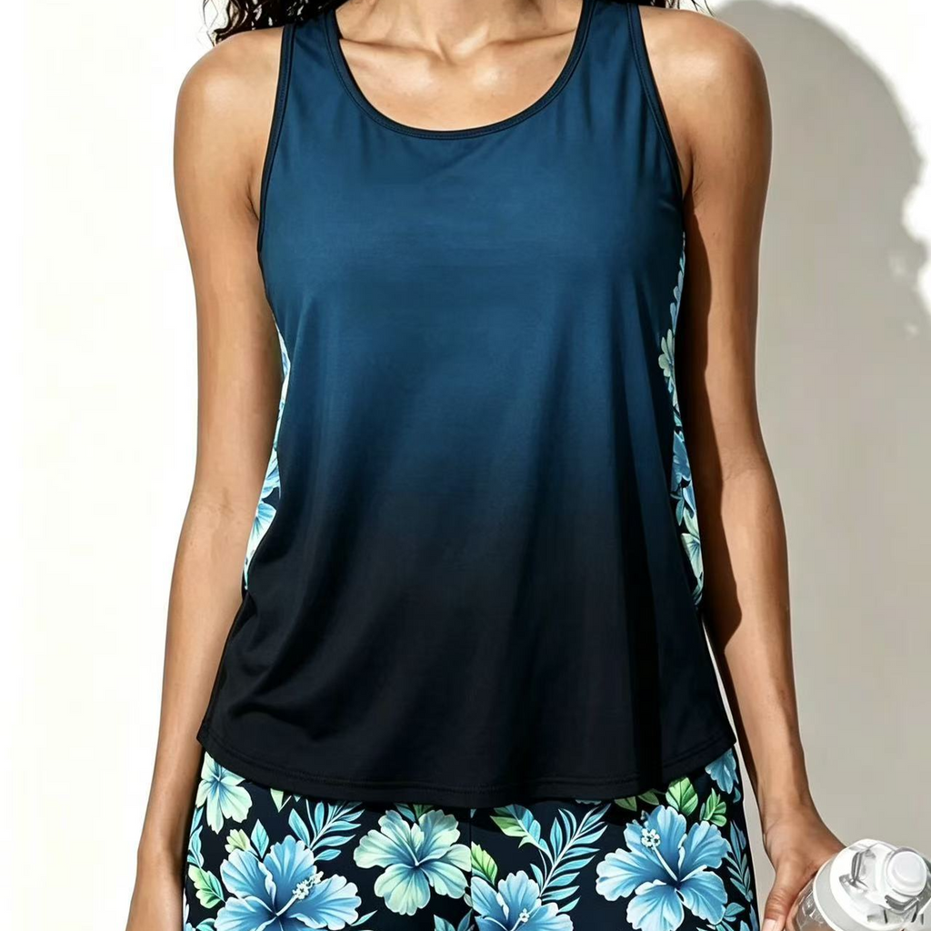 Women's Plus Size Two-Piece Printed Tankini Swimwear