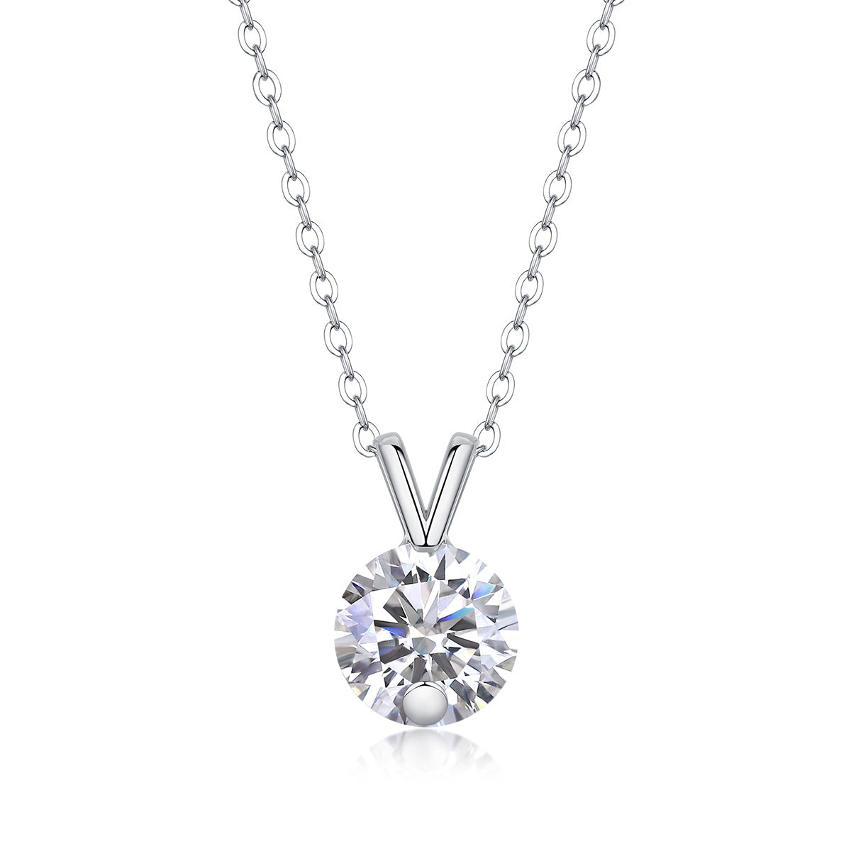 Sterling Silver Moissanite Geometric Pendant Necklace