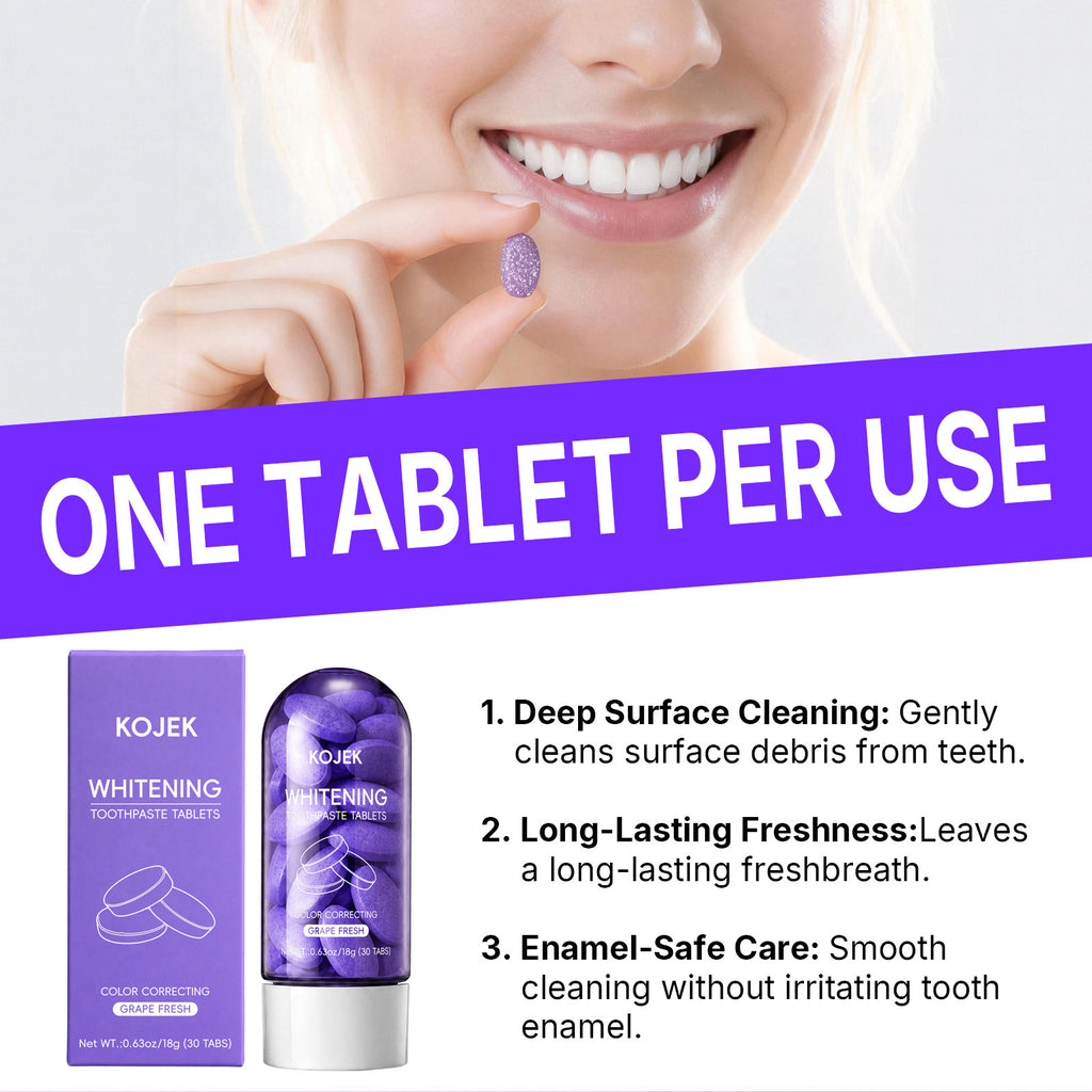 Purple whitening toothpaste tablets
