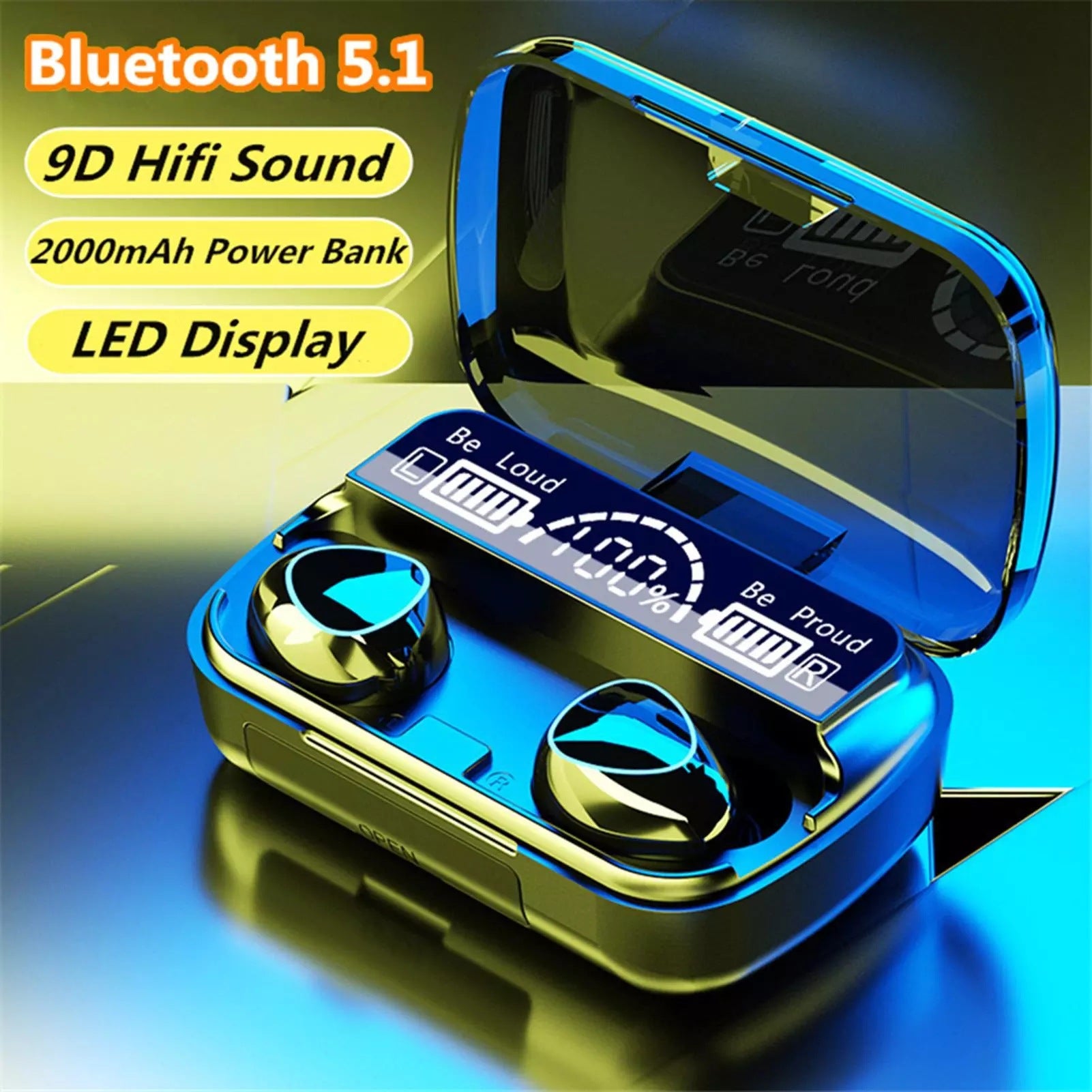 Wireless Bluetooth Earphones with LED Display