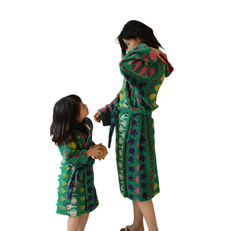 Hooded Cotton Bathrobe for Adults and Children
