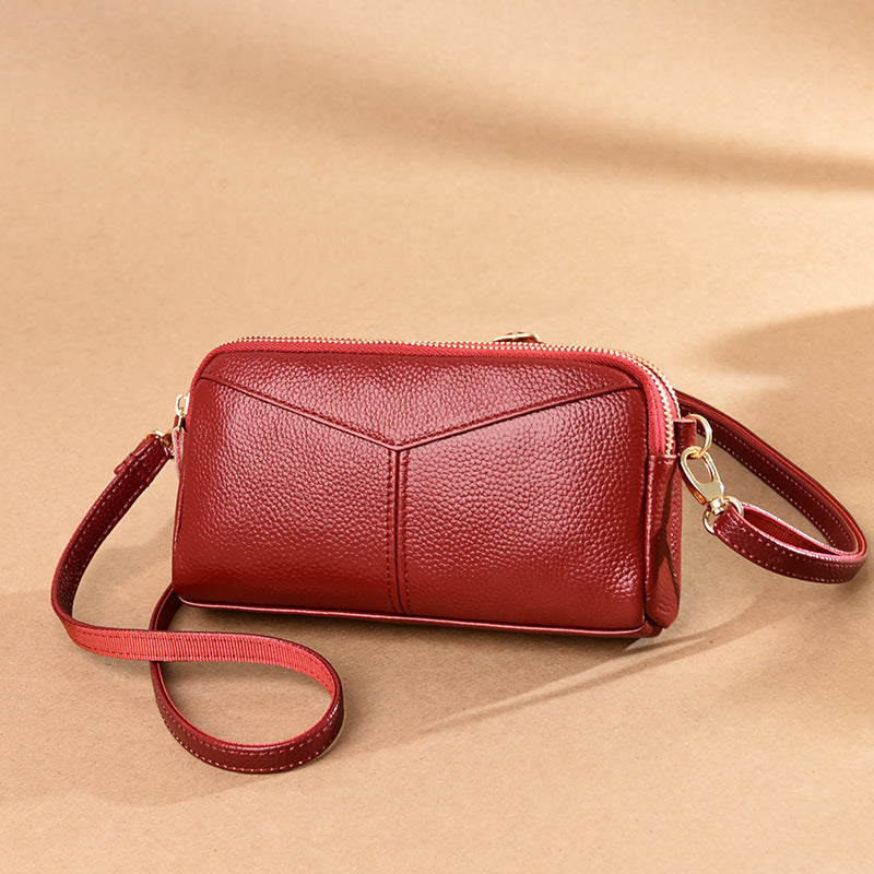 Leather women's versatile casual crossbody bag