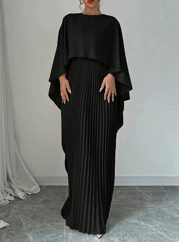 Elegant Batwing Sleeve Pleated Dress