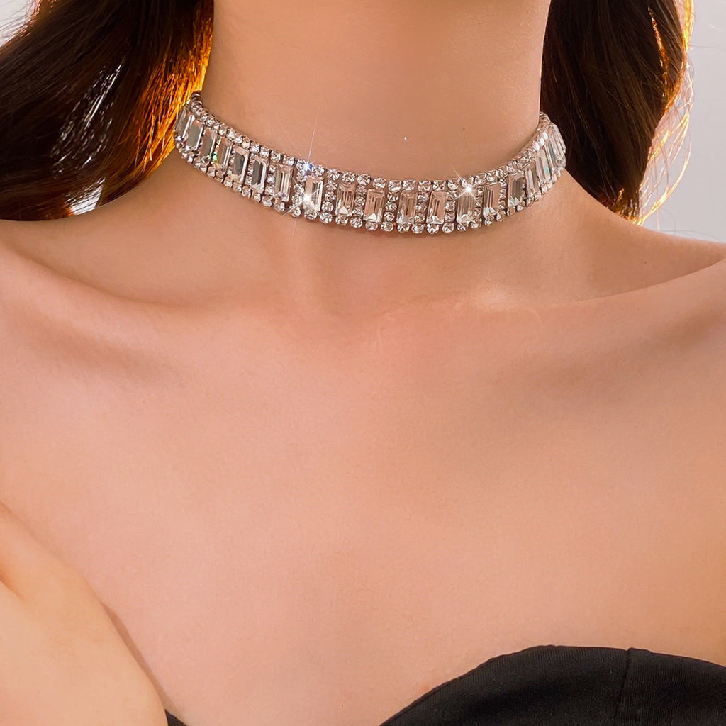 Geometric Diamond Square Necklace
