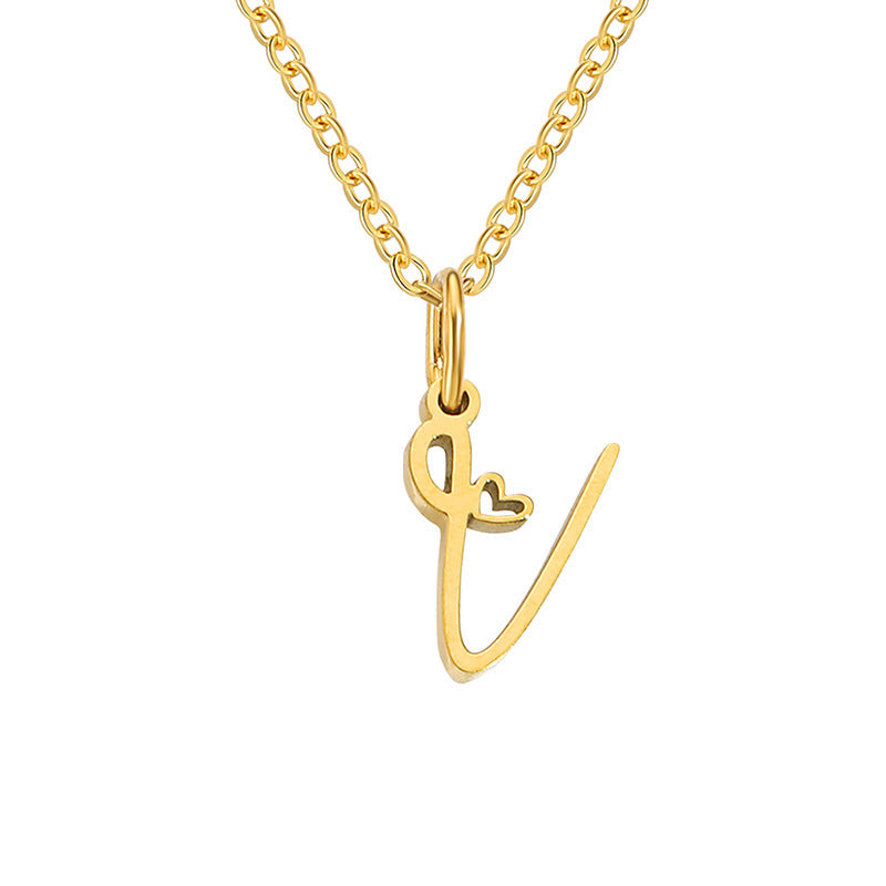 Alphabet Letter Stainless Steel Necklace