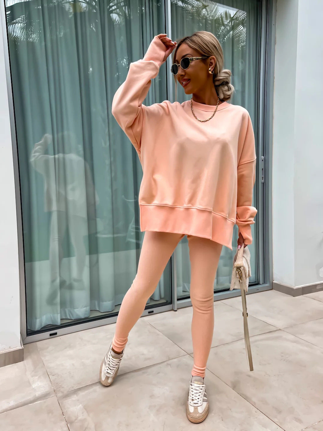 Long Sleeve Sweatshirt and Tight Trousers Set
