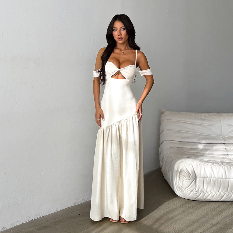 One-Shoulder Patchwork Hollow Out Dress