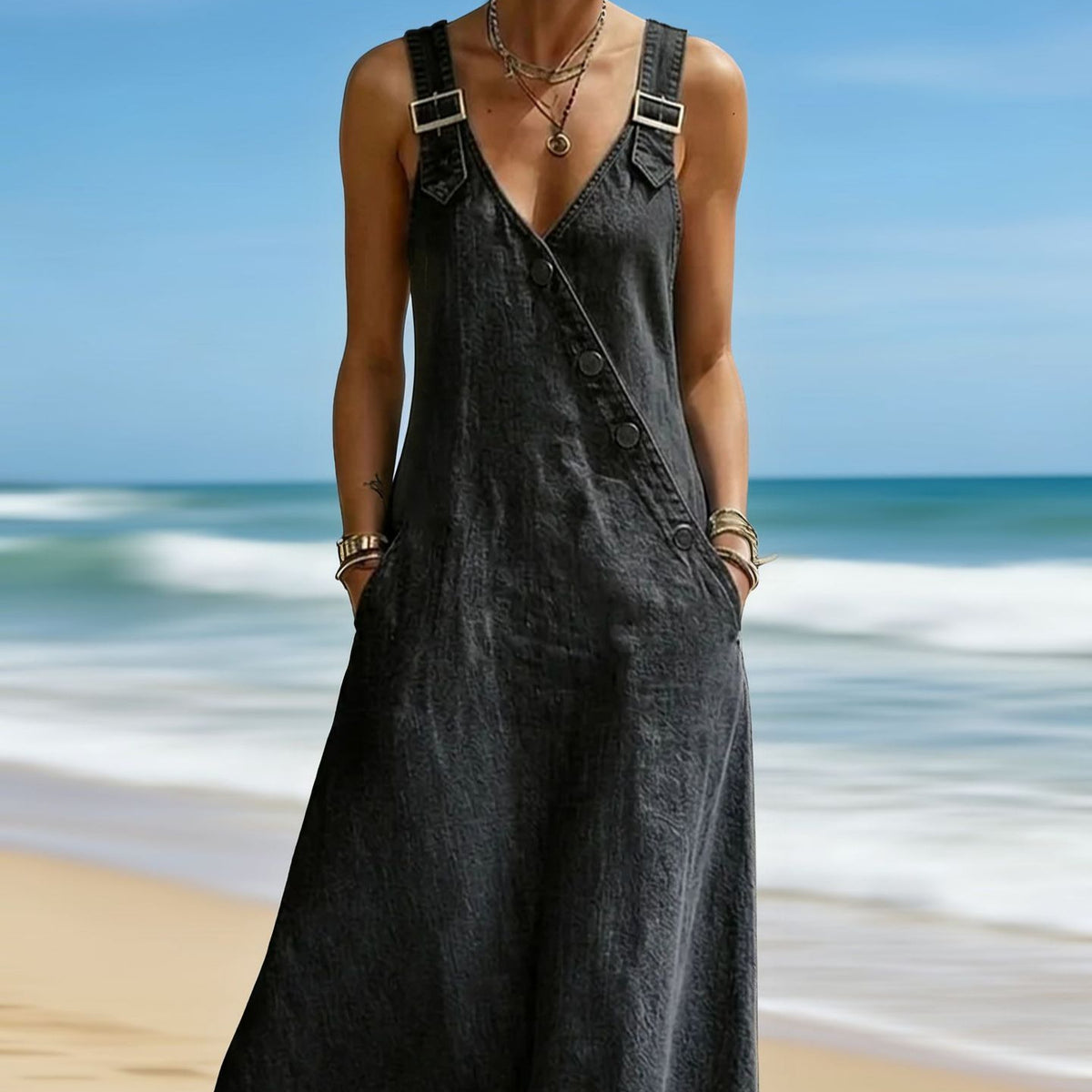 Womens Vintage Denim A-line Dress