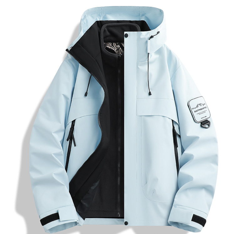 Unisex Hooded 3-in-1 Waterproof Fleece Lined Ski Hiking Jacket
