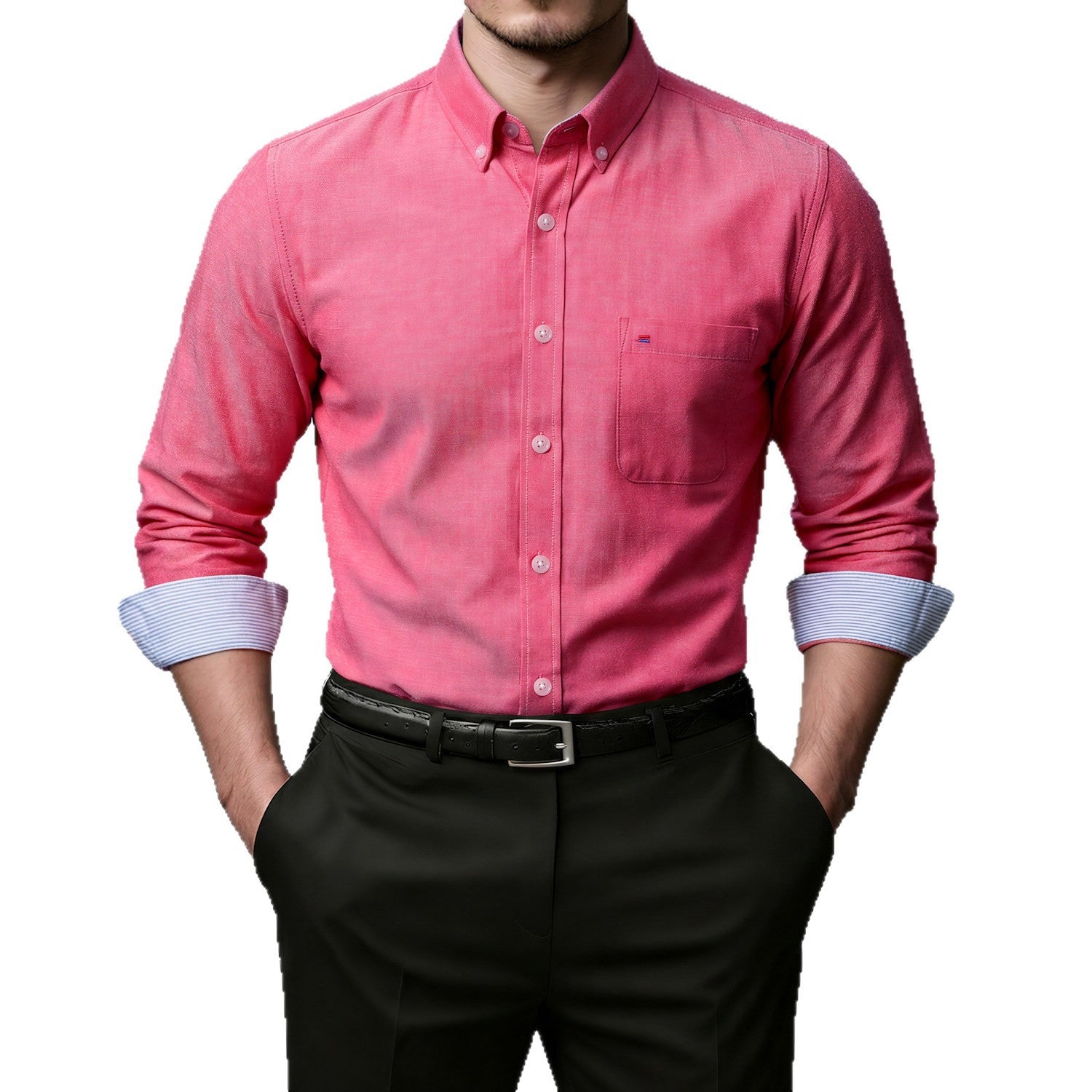 Mens Casual Solid Color Long Sleeve Shirt