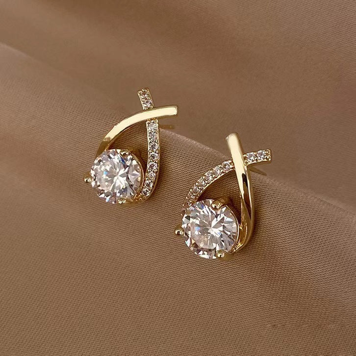 Geometric Diamond Cross Earrings