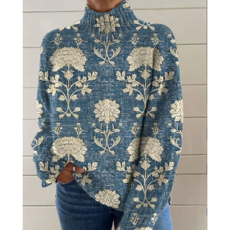 Women's pullover printed loose-fitting casual top