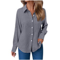 Solid Color Soft Cotton and Linen Casual Shirt Sleeve Button Long Sleeve Shirt
