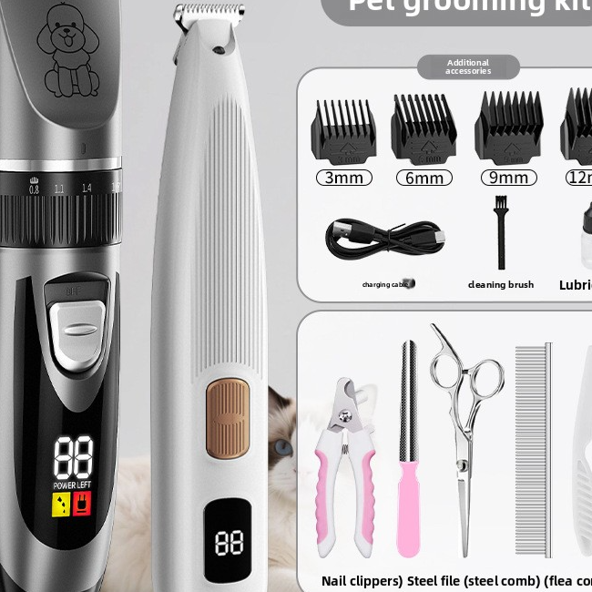 Pet Hair Trimmer and Grooming Kit