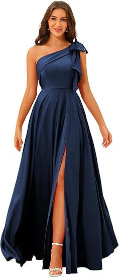 One-Shoulder Bow Tie Evening Dress