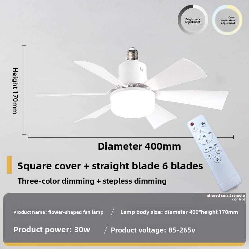 E27 Screw Ceiling Fan Lamp with Detachable Blades Remote Control