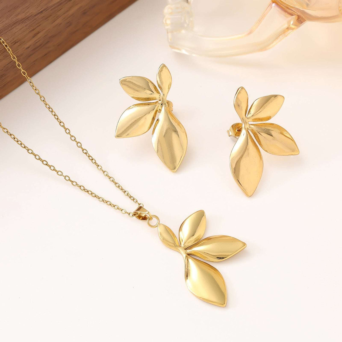 Stainless Steel Earrings and Necklace