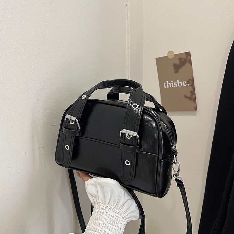 Casual Oil Wax Leather Crossbody Bag
