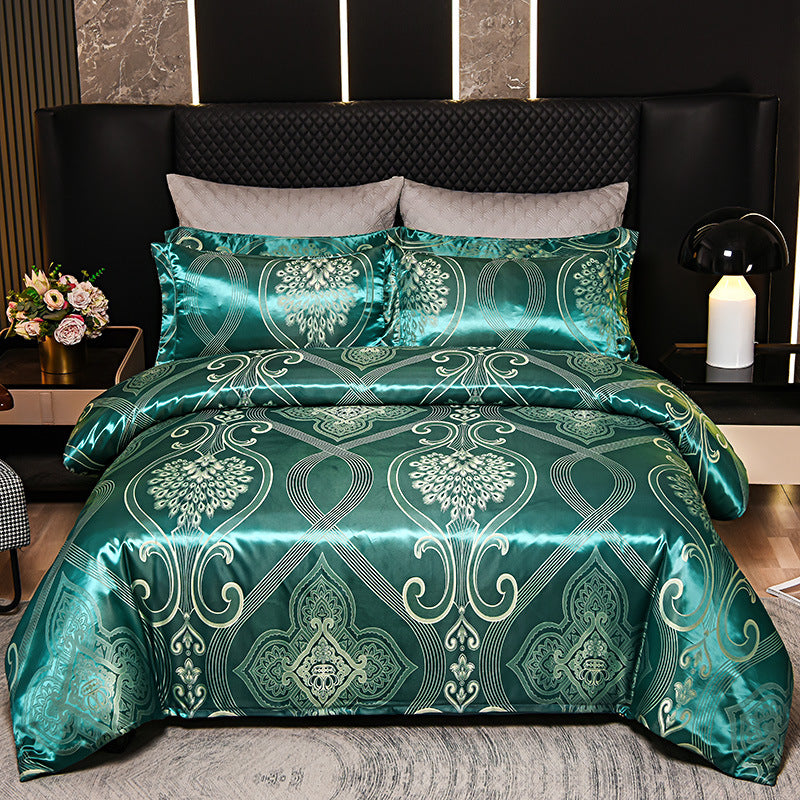 European Style Satin Silk Jacquard Bedding Set
