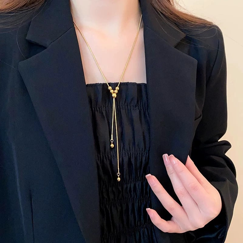 Metal Bead Sweater Chain