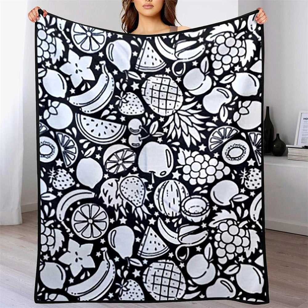 Black and white line-drawn graffiti rug