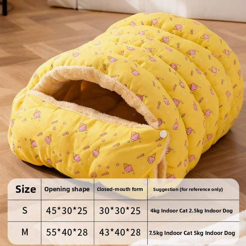 Plush Enclosed Pet Bed with Dual Mode