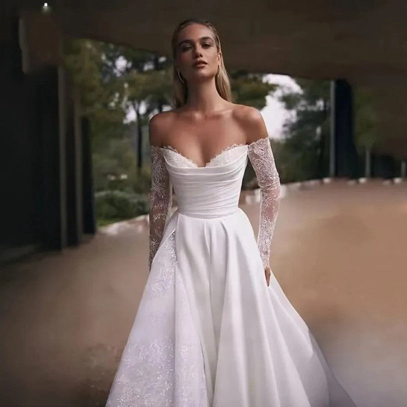 Long Sleeve Strapless Wedding Dress