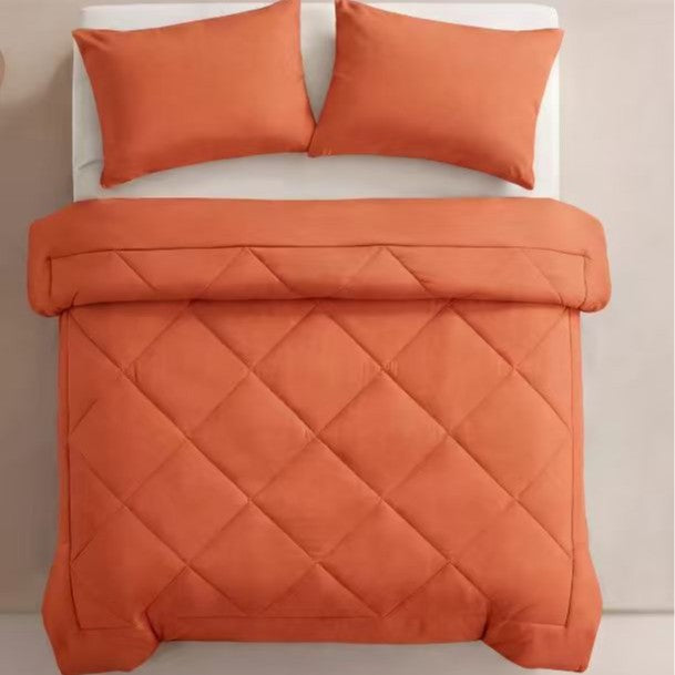Three-Piece Quilted Solid-Color Bedding Set