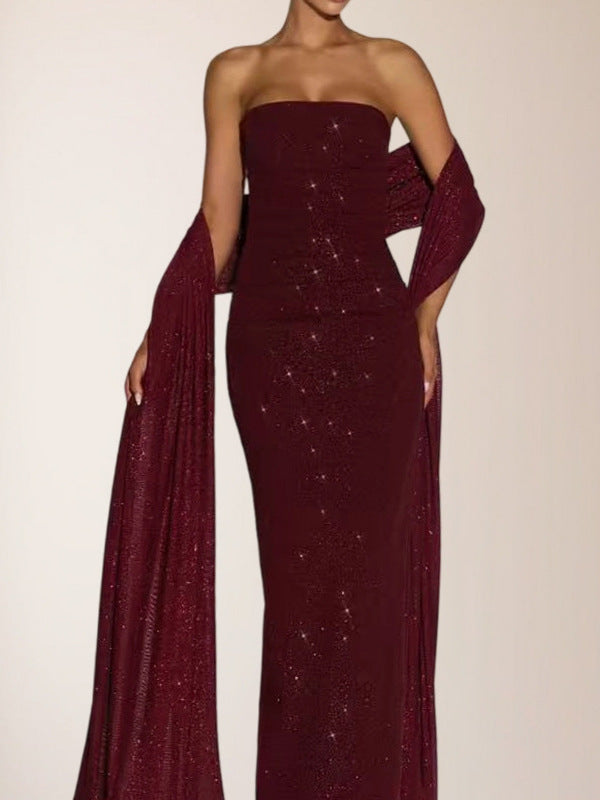 Sequin Off-Shoulder Slim Dress